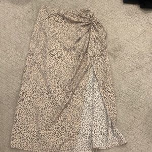 Abercrombie Midi Leopard Skirt with Knot Detail